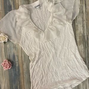 Small Express Sheer Ruffle Neck Top